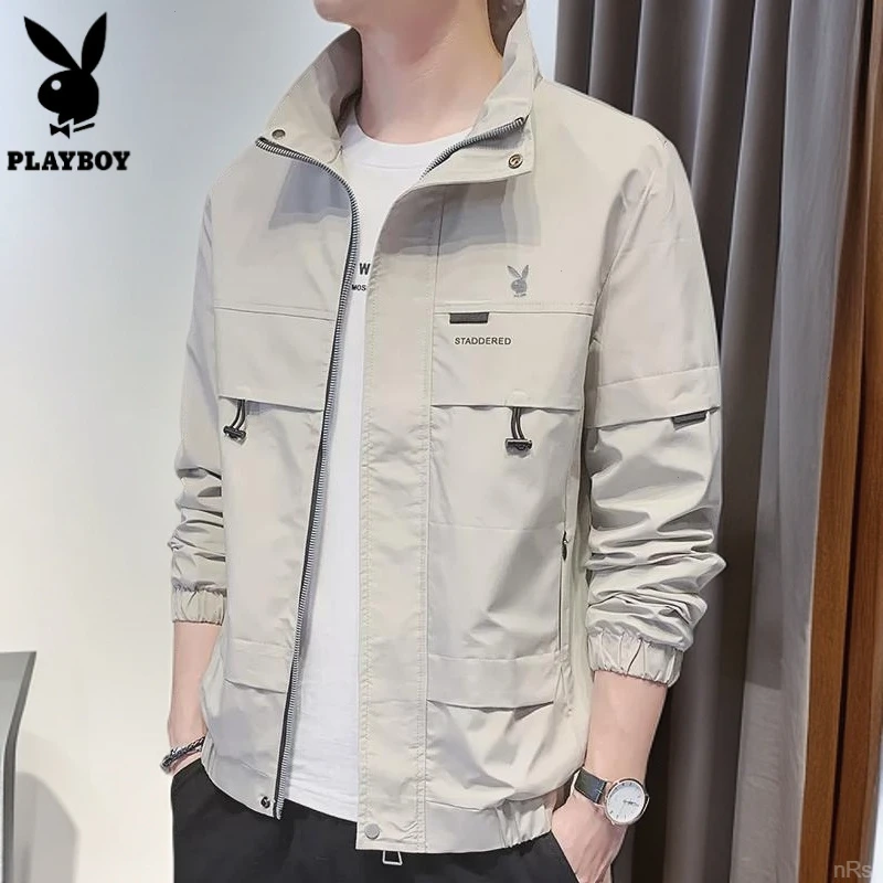 花花公子春季男士外套小西装休闲立领上衣服帅气夹克新款潮流男款