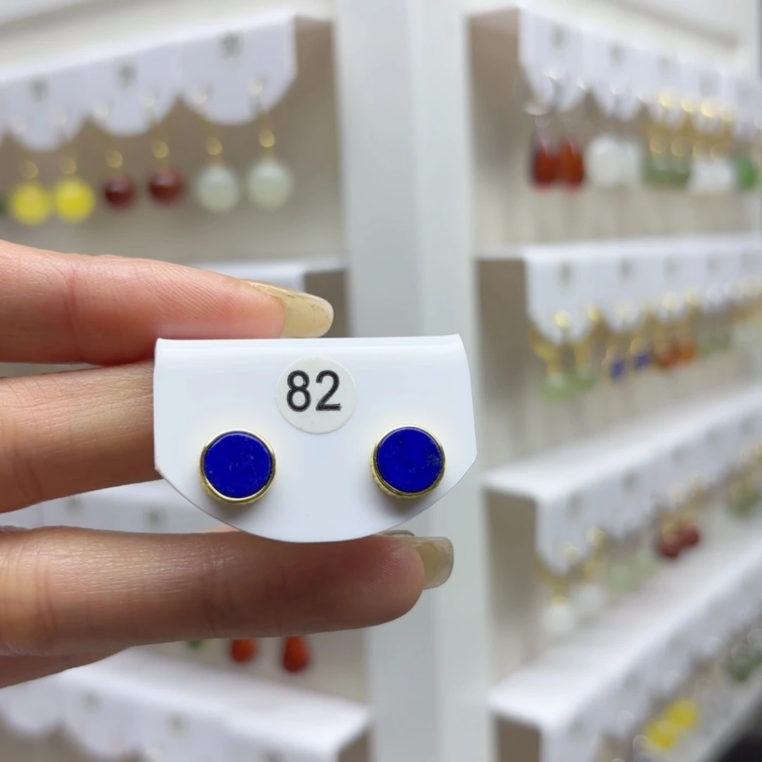 银S925镶嵌青金石耳饰