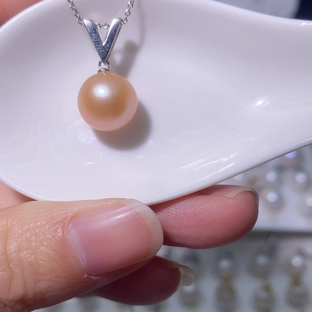 淡水珍珠吊坠(赠链)银S925镶嵌尺寸11/12毫米