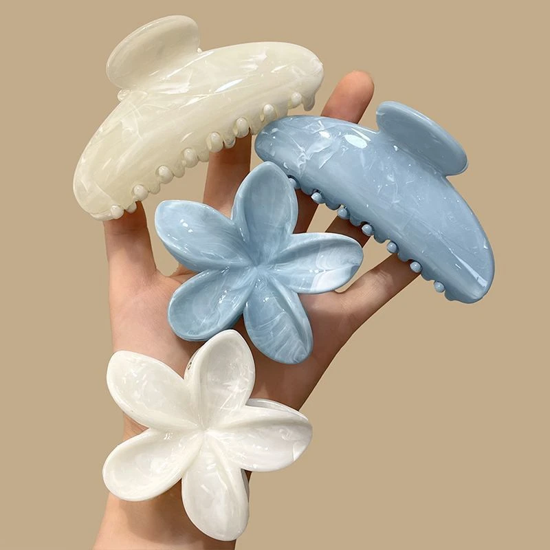 苏小北极简风纯色抓夹女花朵半扎发发夹2025新款后脑勺抓发夹大号