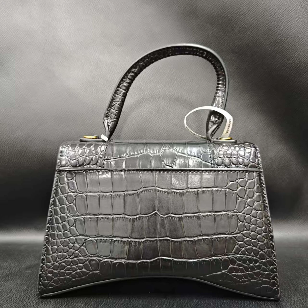SMVP 高定奢品 潮流真皮新款女包斜跨包斜挎包手提沙漏 0161 黑色