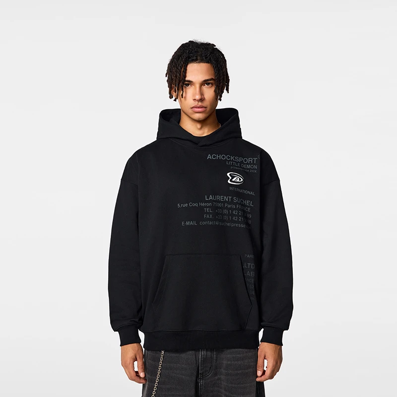 【Achock官方店】美式重磅连帽卫衣男女潮牌个性字体印花上衣情侣