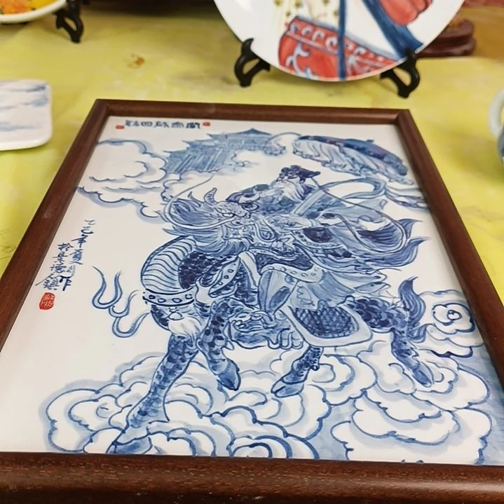 盘顺**水景德镇手绘釉下彩手绘画