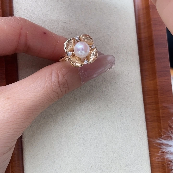 海水珍珠戒指银S925镶嵌