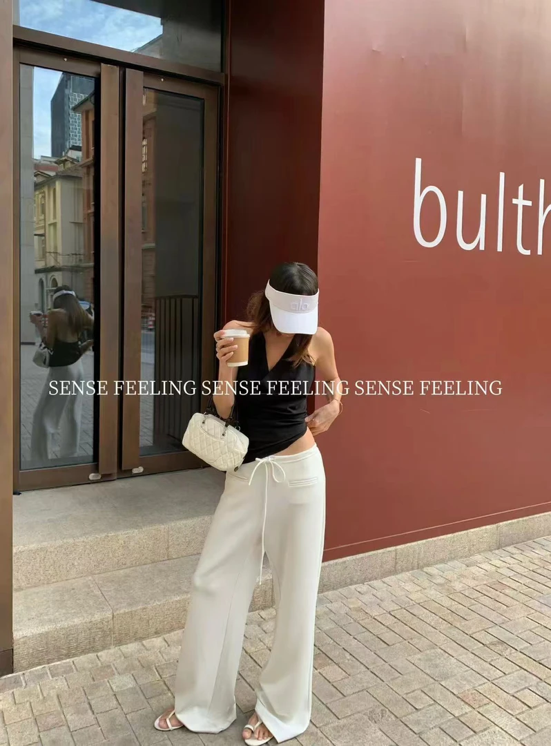 显瘦的！高腰抽绳微喇裤（FE0931#）FEELING