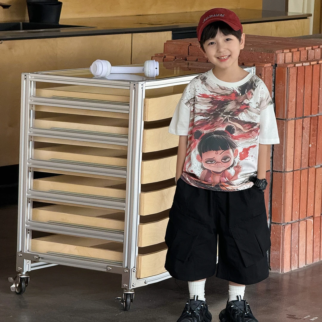 AX5161棉小班儿童童装T恤男童国漫卡通休闲圆领短袖宽松大童夏装