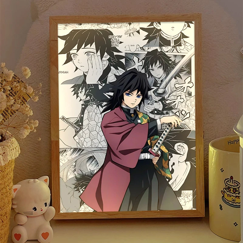 鬼灭之刃水柱周边灯光画富冈义勇模型发光摆件卧室小夜灯生日礼物