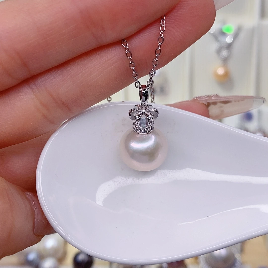淡水珍珠银S925镶嵌吊坠(赠链)13➕