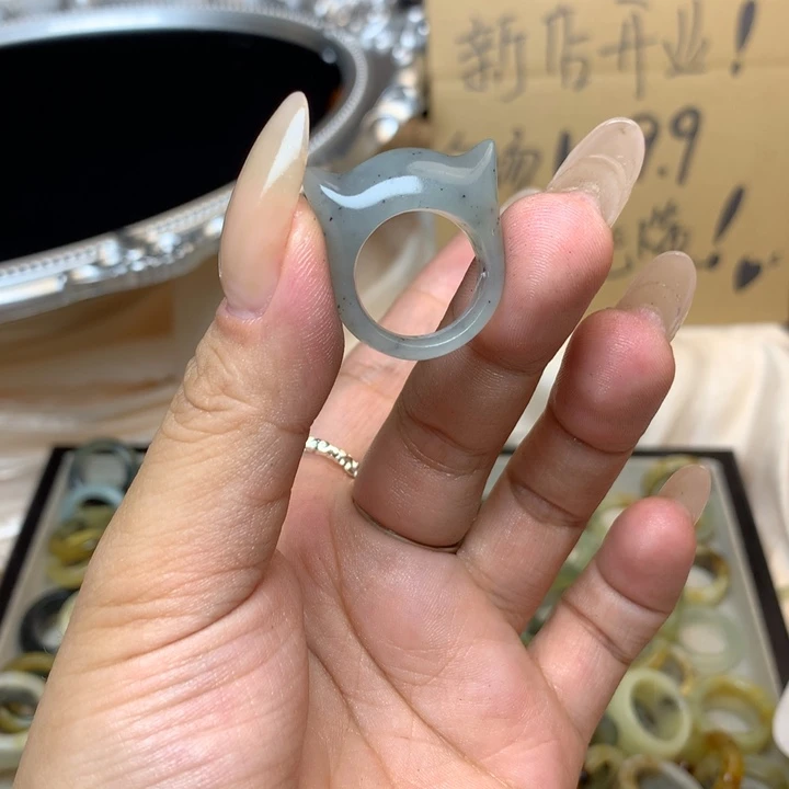 困***兽合金蛇纹石玉戒指