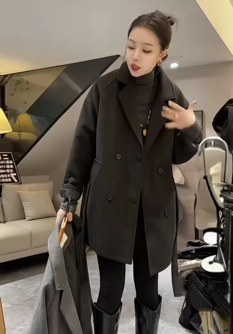 2025年秋冬季新款中长款法式毛呢外套