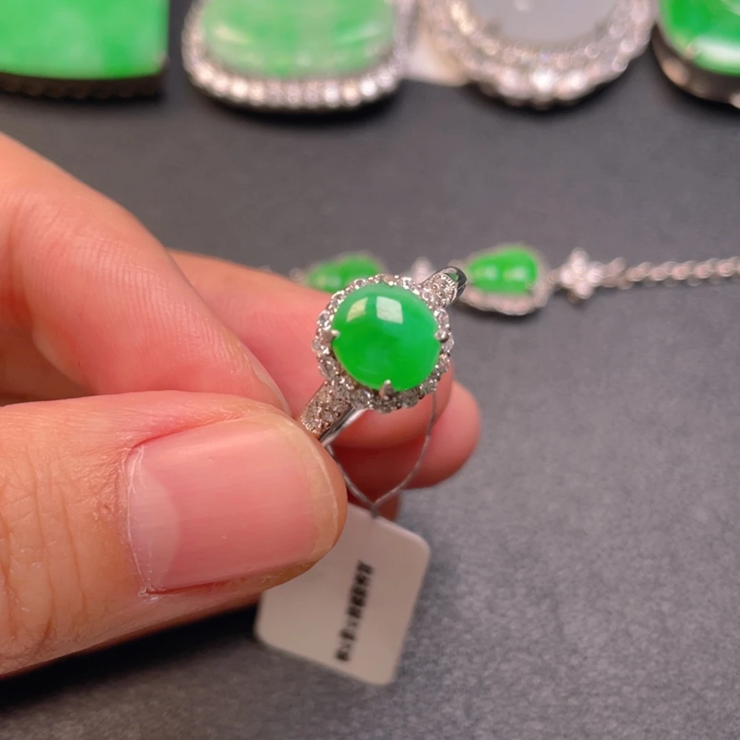 翡翠银S925镶嵌吊坠(不含链)戒指