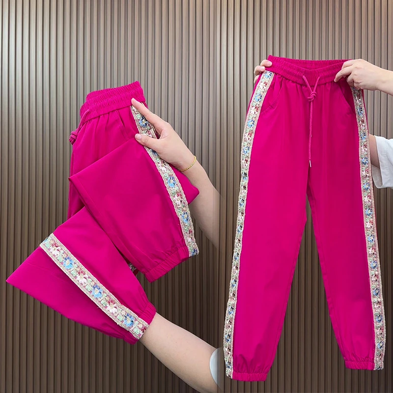 夏季薄款九分冰丝裤女束脚裤百搭凉凉休闲裤时尚小个子国风速干裤