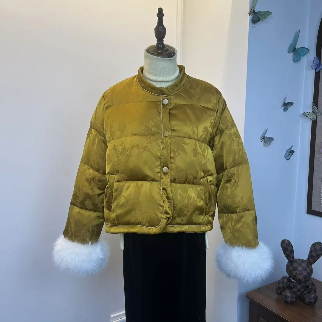 【小鲨鱼】繁花似锦新年高端定制六色红色提花冬款加厚国风外套GF