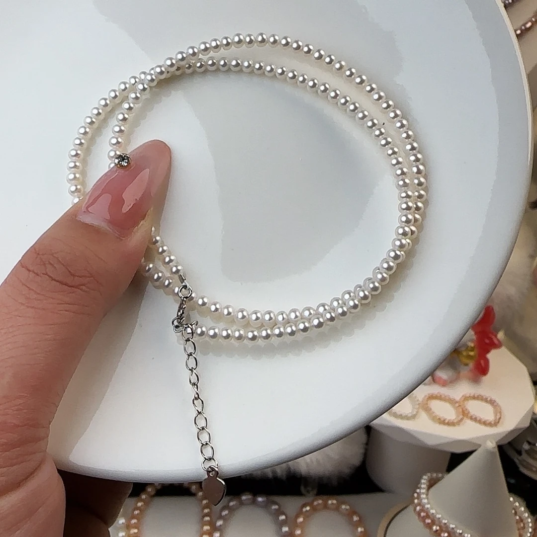 逍***0未镶嵌手绳淡水珍珠3-3.5mm微微瑕项链