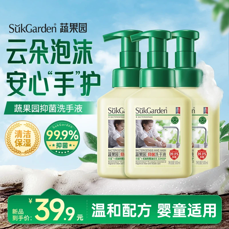 【全新升级抑菌】蔬果园洗手液泡沫家用温和花朵泡泡学生儿童宝宝