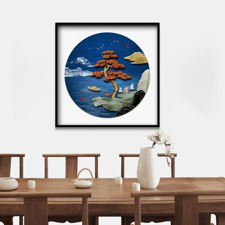 九头鸟手工玉雕画《惠风和畅》60x60