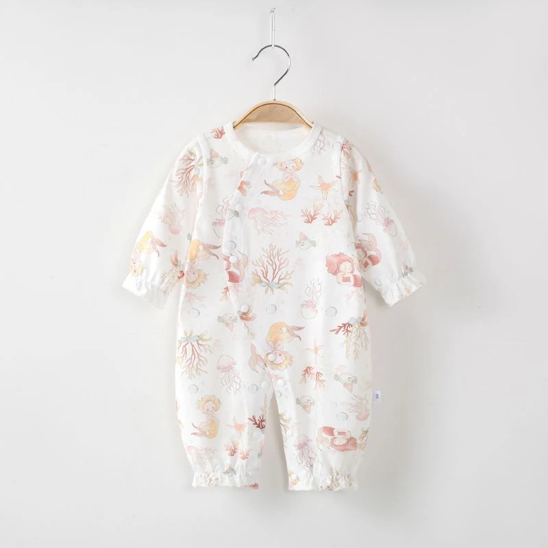 婴儿连体衣夏长袖空调服宝宝睡衣薄家居服新生儿纯棉衣服爬服哈衣