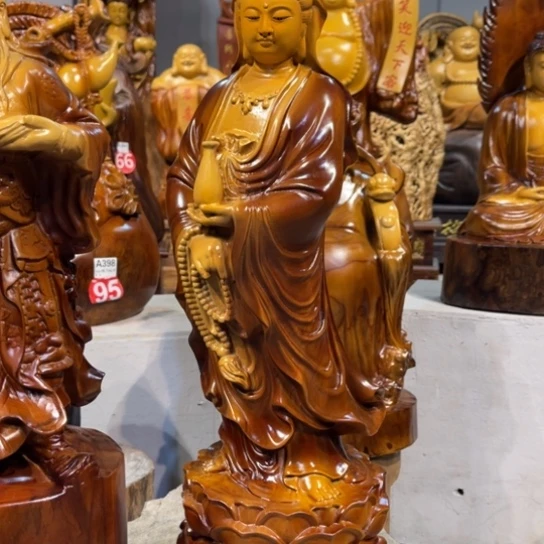 诗****香樟木雕刻人物摆件