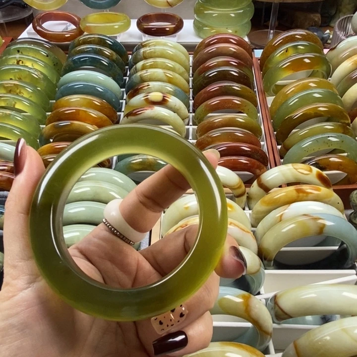 流***i蛇纹石玉合金戒指59