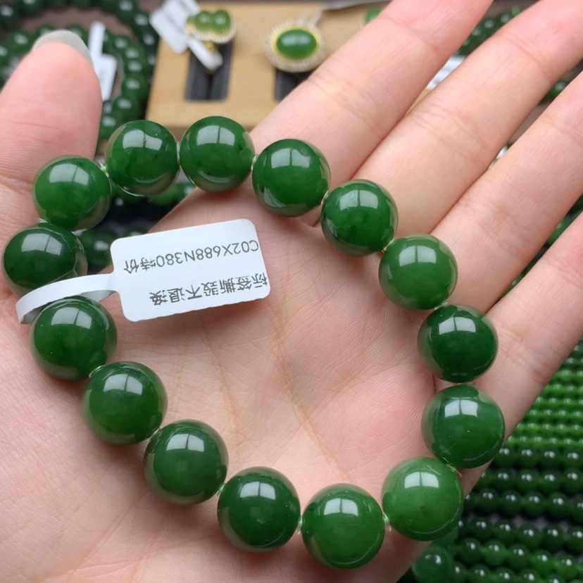 【闪购商品】未镶嵌手串和田玉（碧玉）13m特价微瑕