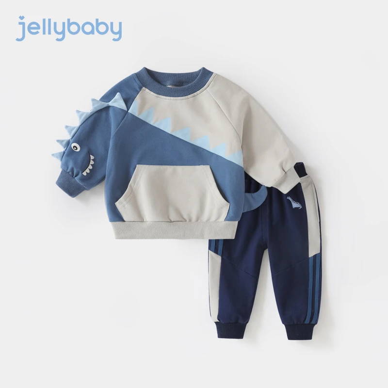 杰里贝比深秋男童套装中小童卡通立体恐龙卫衣日常 JTB25888G