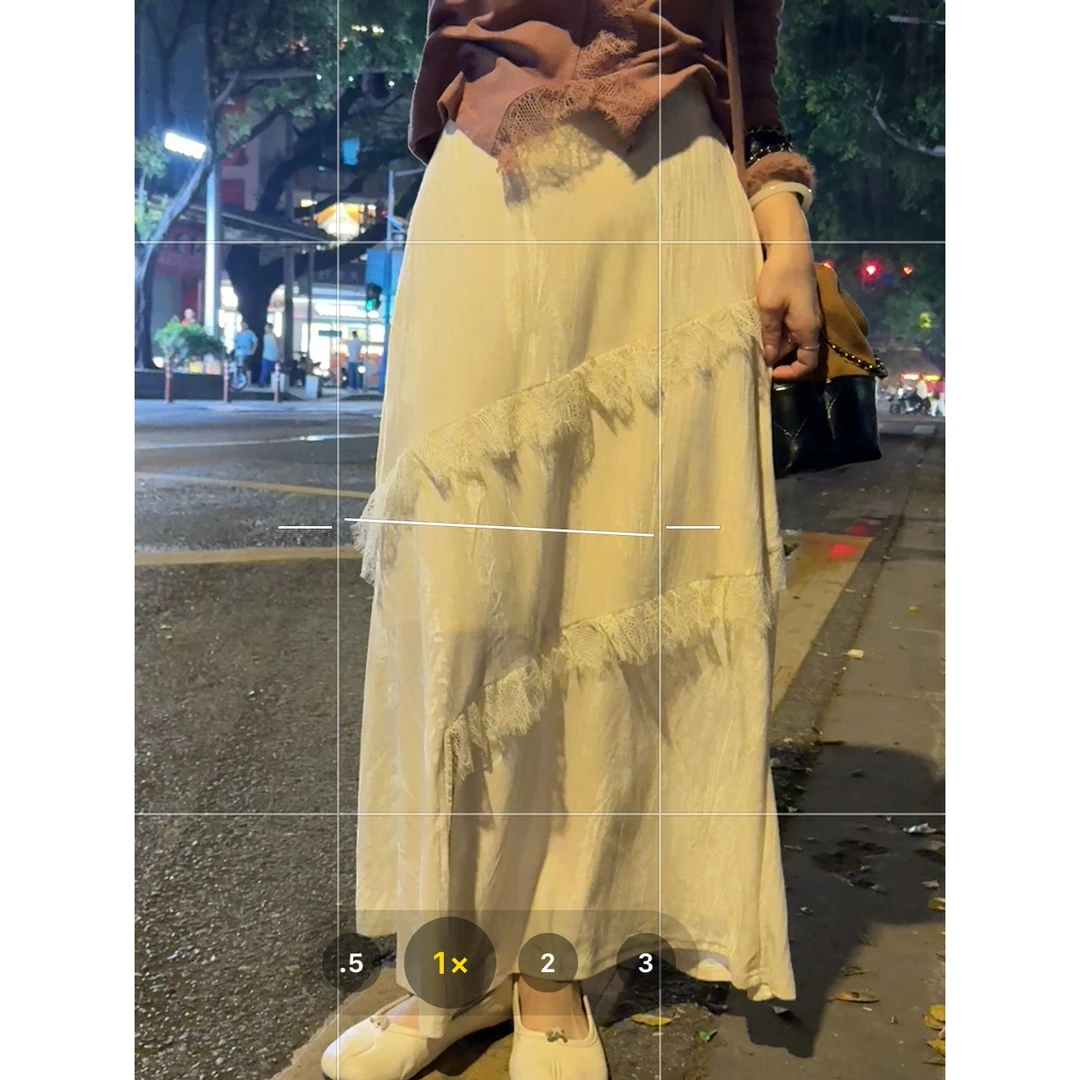 NS「约会日」新款法式蕾丝拼接蛋糕气质休闲垂感开叉加绒半身裙