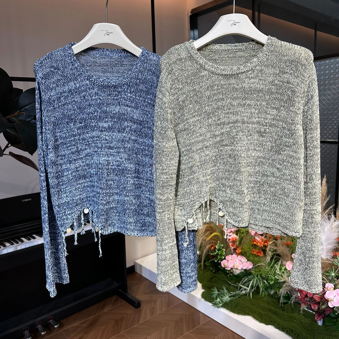 【柳花飞】春季新款爆款休闲流苏短款针织上衣LYF025061-2056