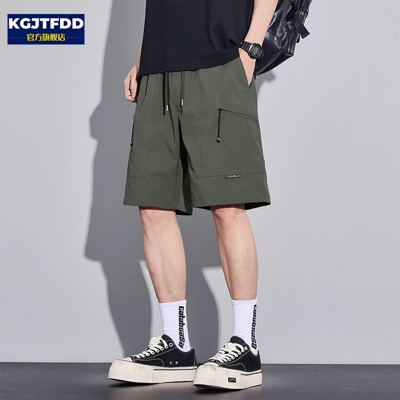 冰丝凉感工装短裤男士夏季薄款速干透气宽松直筒运动休闲五分裤子