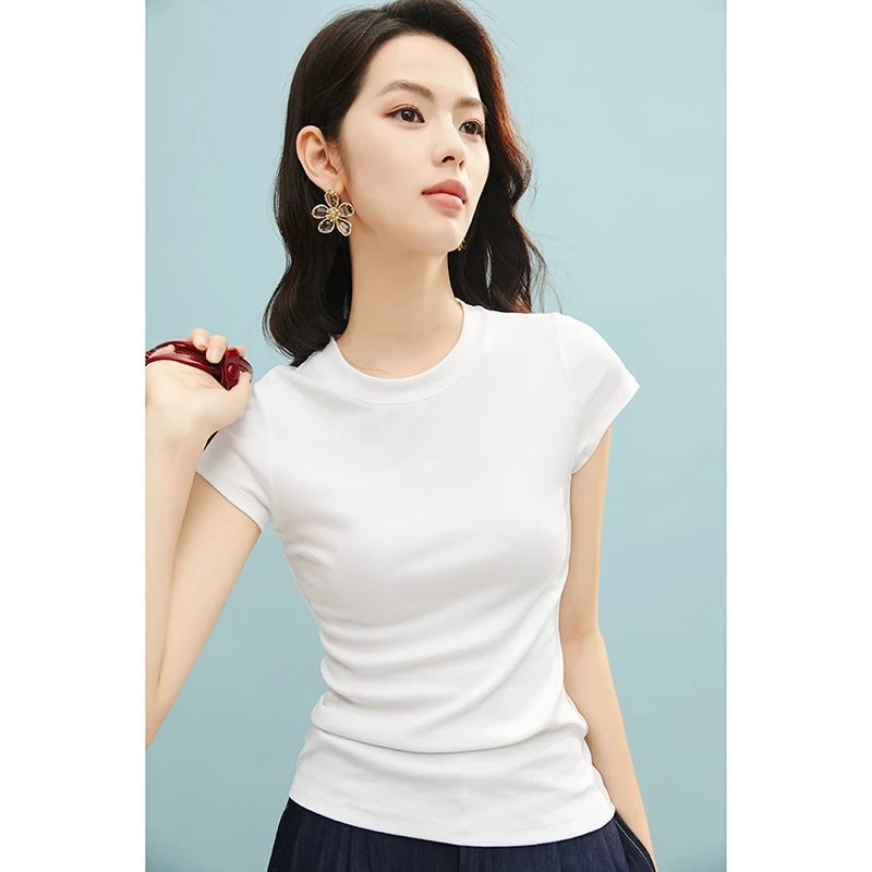 【断码清仓】2025短袖弹力T恤衫女25022501
