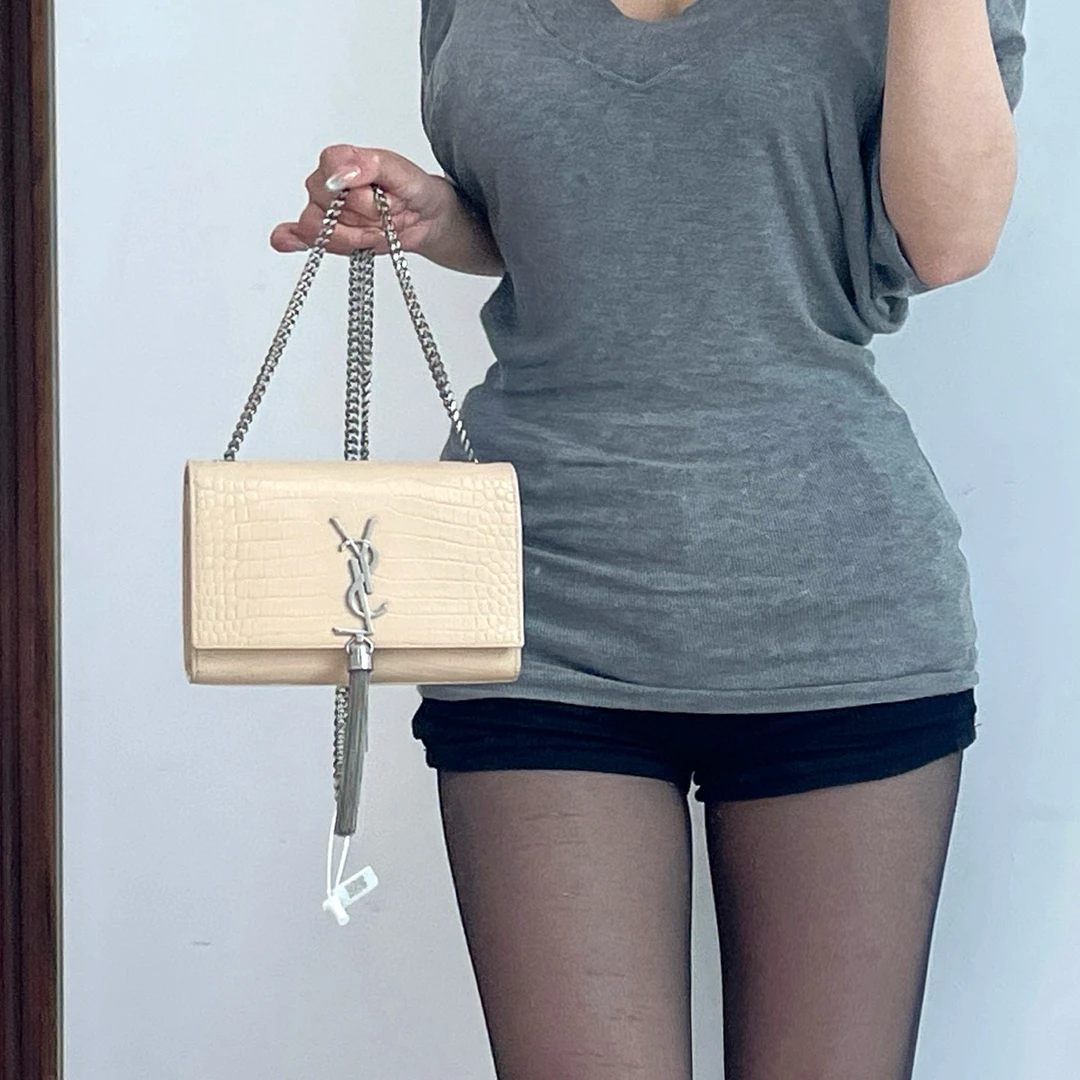 95新 YSL/圣罗兰  ysl奶油色流苏斜挎包