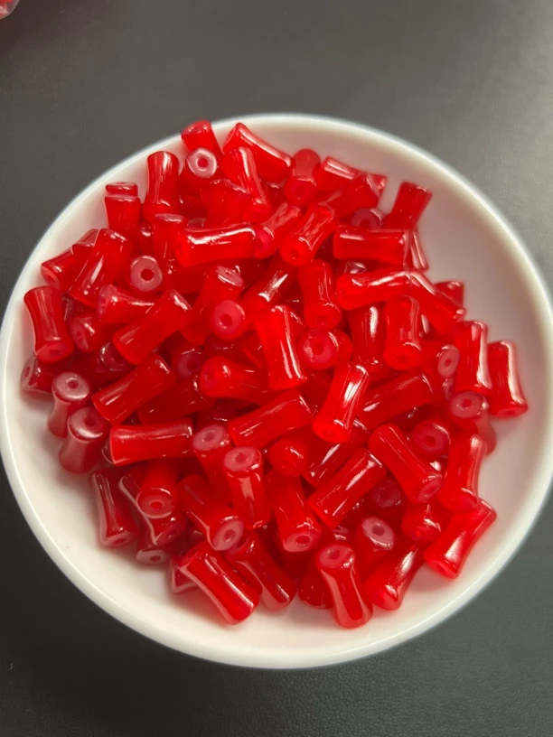 南红冰锦红散珠 竹节A205 卡12*5MM 15颗（赠弹力绳）