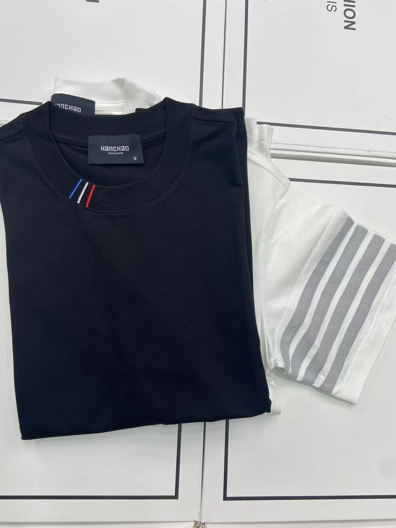 46号链接【四条杠】重磅潮牌宽松圆领经典四条杆休闲半袖261