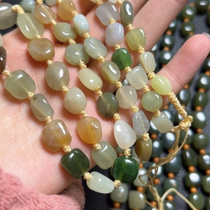 和田玉颈饰9K金镶嵌