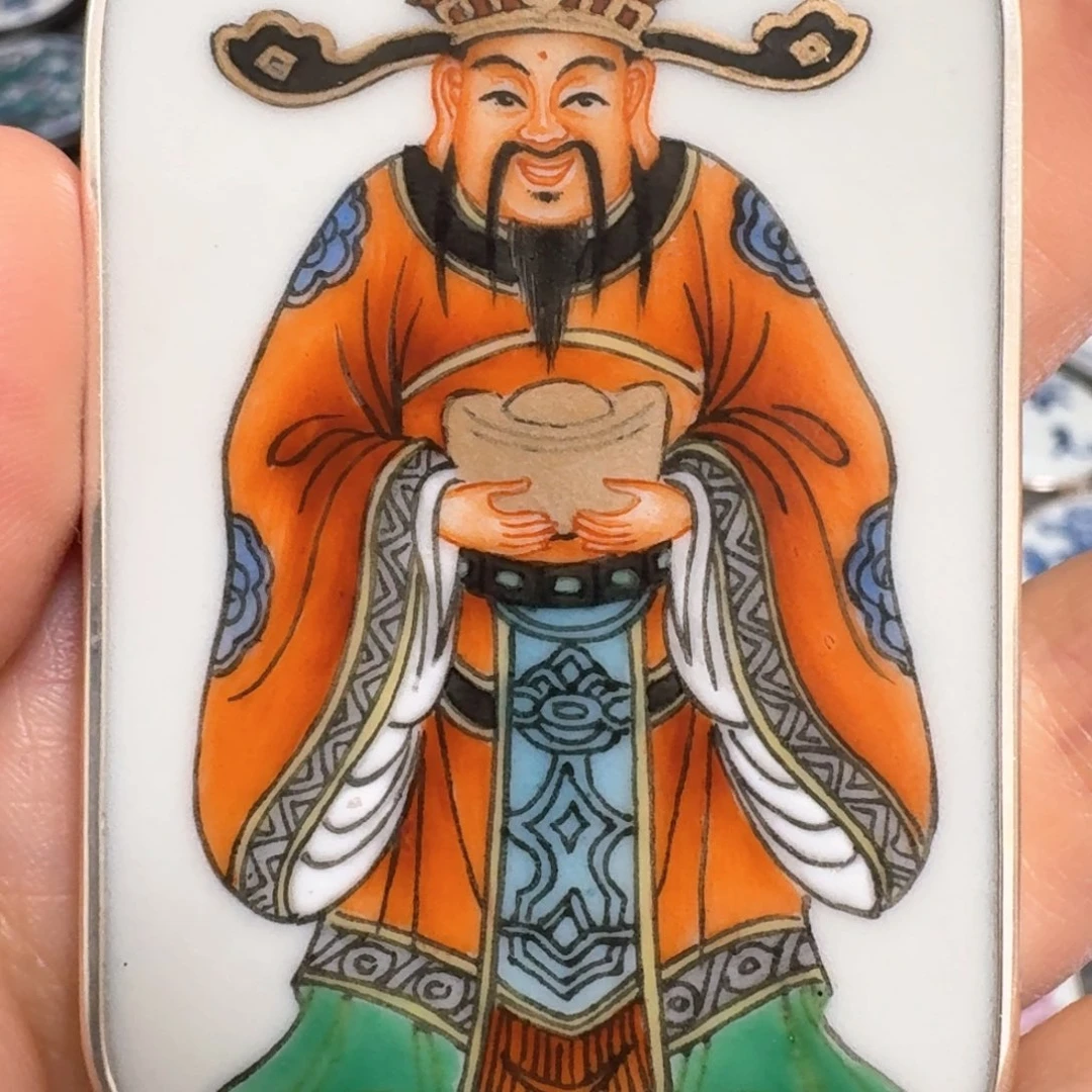 1****瓷片粉彩财神爷挂件