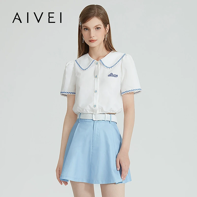AIVEI欣贺艾薇夏学院少女时尚百搭娃娃领衬衫R0360010