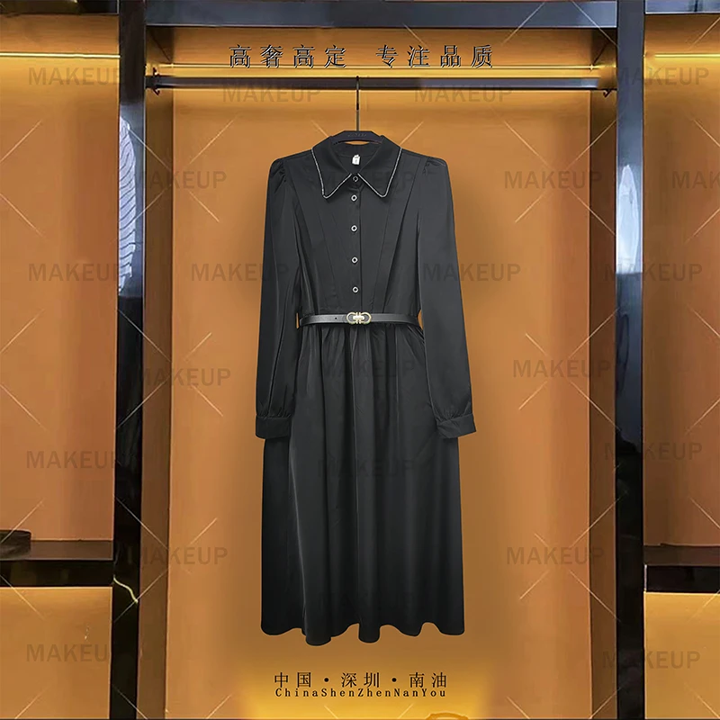 时尚连衣裙女设计感2025春秋新款气质中长款显瘦长袖连衣裙P602