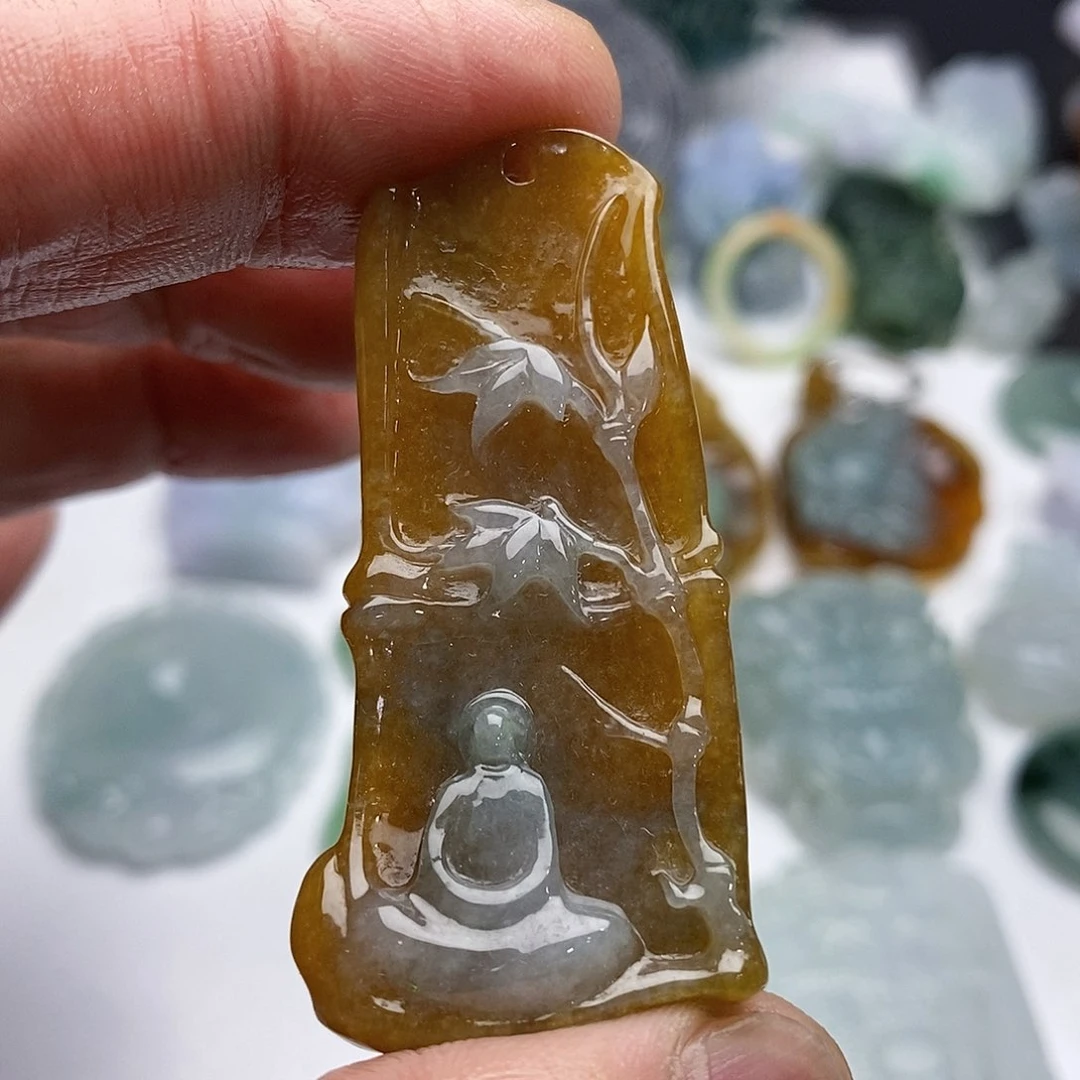 翡翠未镶嵌颈饰竹林悟道