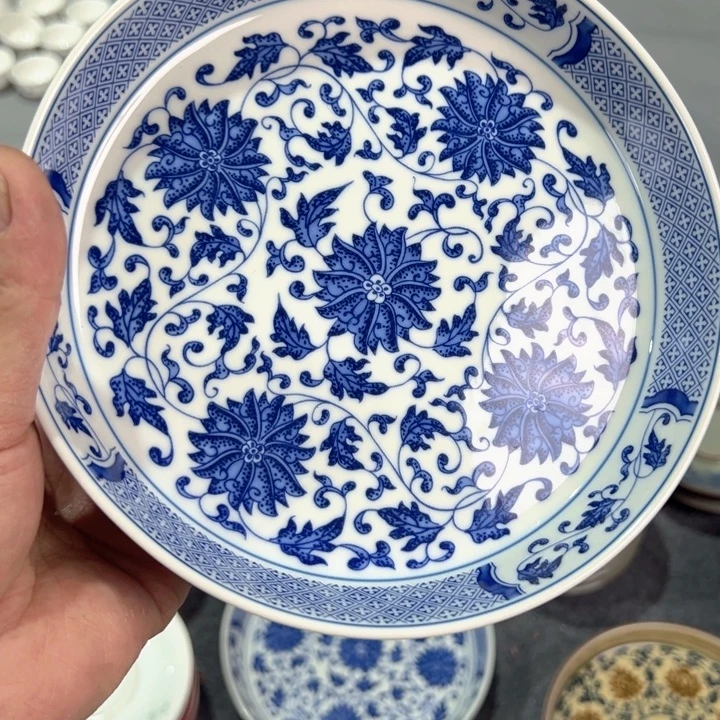 龖***龘瓷片白青花缠枝莲大壶承