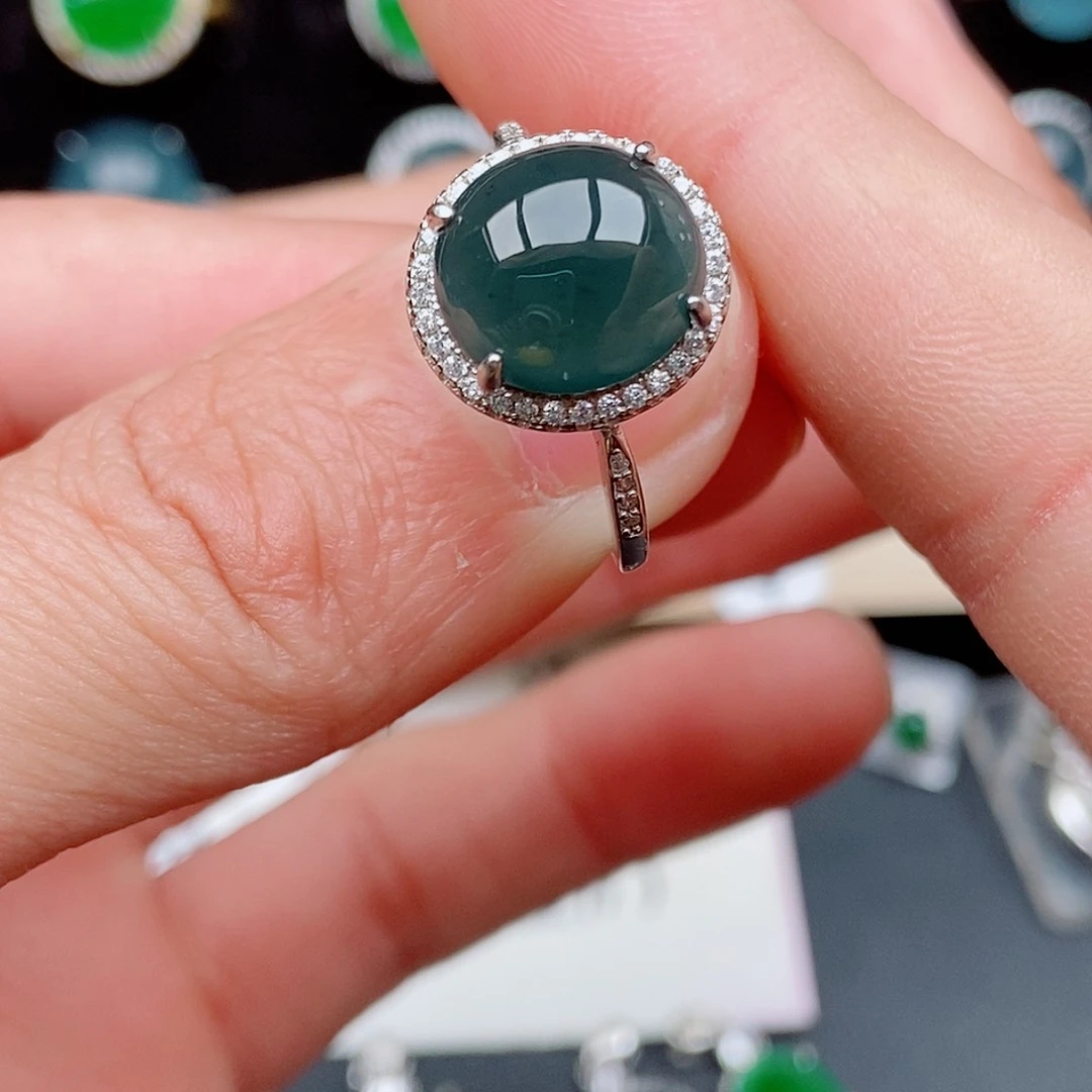 翡翠戒指银S925镶嵌096542765