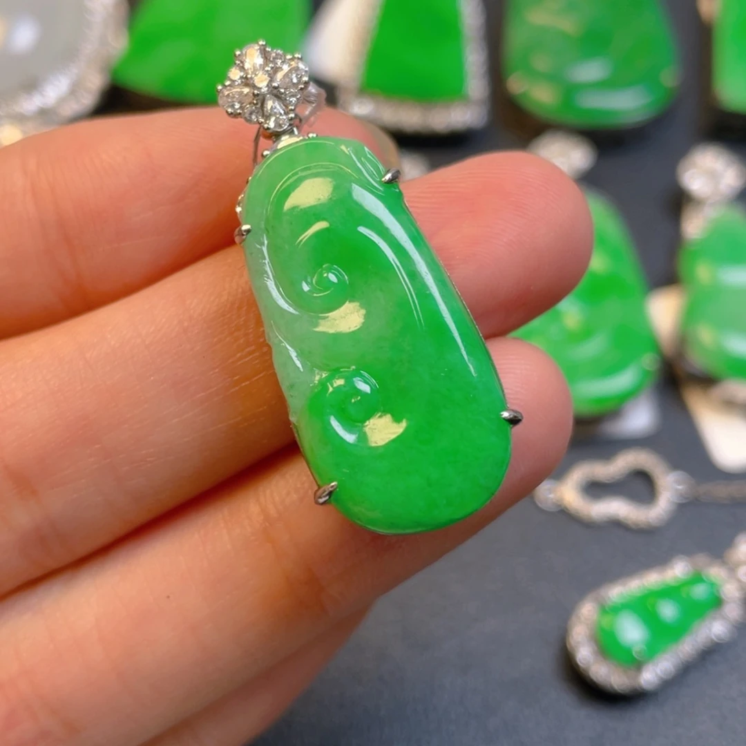 翡翠银S925镶嵌吊坠(不含链)