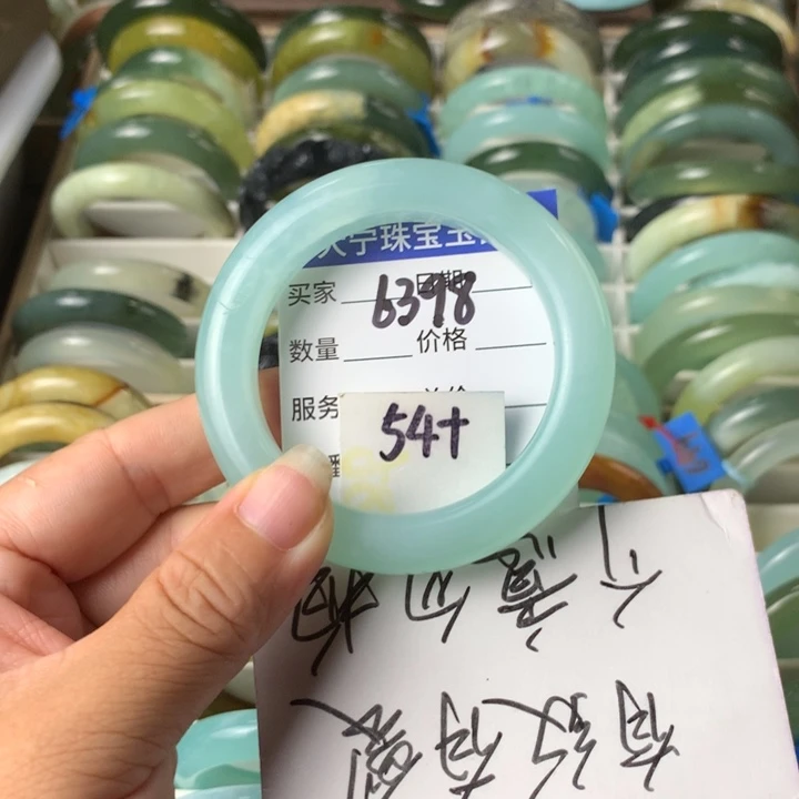 未镶嵌蛇纹石玉手镯6398