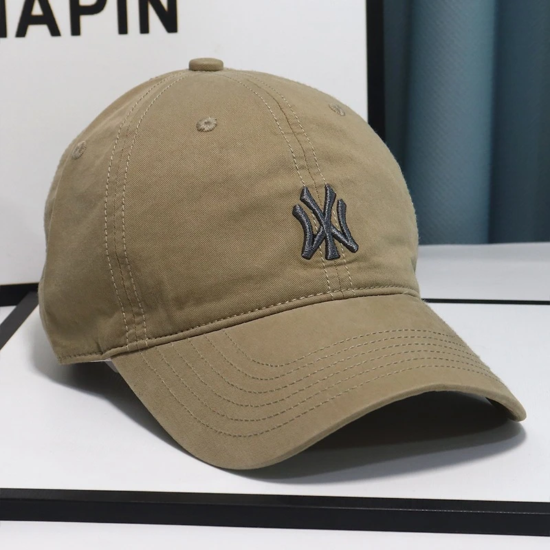 软顶棒球帽女潮字母刺绣鸭舌帽子显脸小卡其色休闲百搭遮阳帽潮