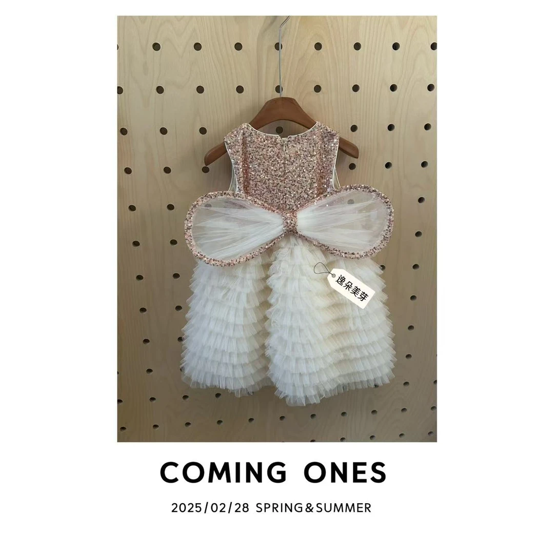 逸朵美芽COMING ONES 夏款女童 86081香槟色连衣裙