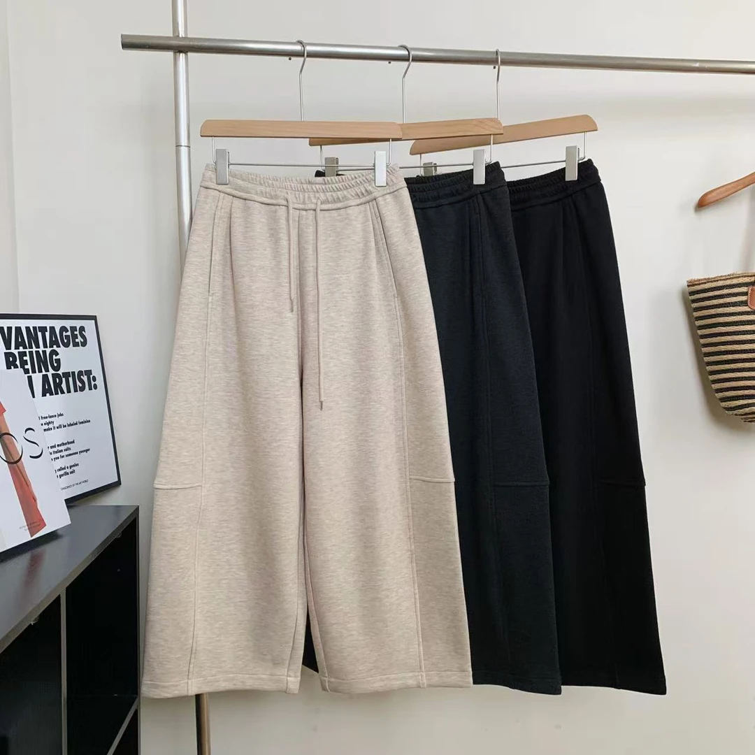 素心轻奢2025秋冬新款加厚松紧腰显瘦宽松百搭九分休闲裤女13892