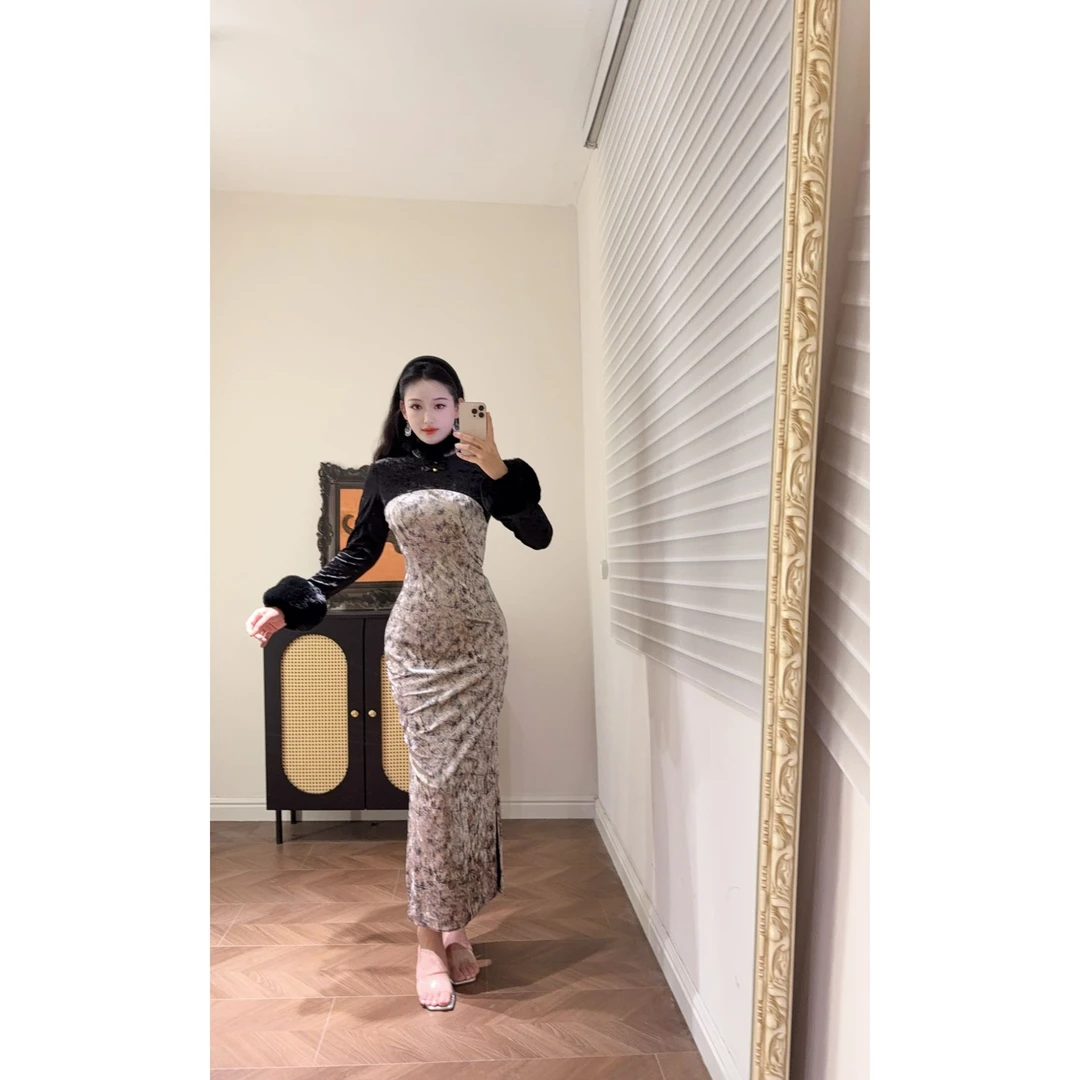 【烟墨】（清仓概不退换）肆意秋冬显瘦修身新中式旗袍