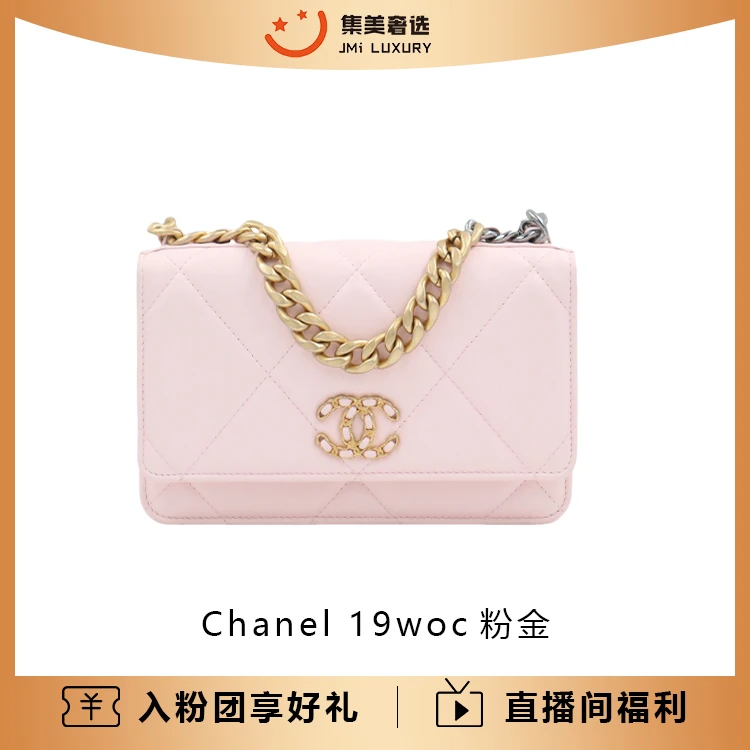 99新 Chanel/香奈儿 Chanel 19woc粉金时尚百搭包/AM3141