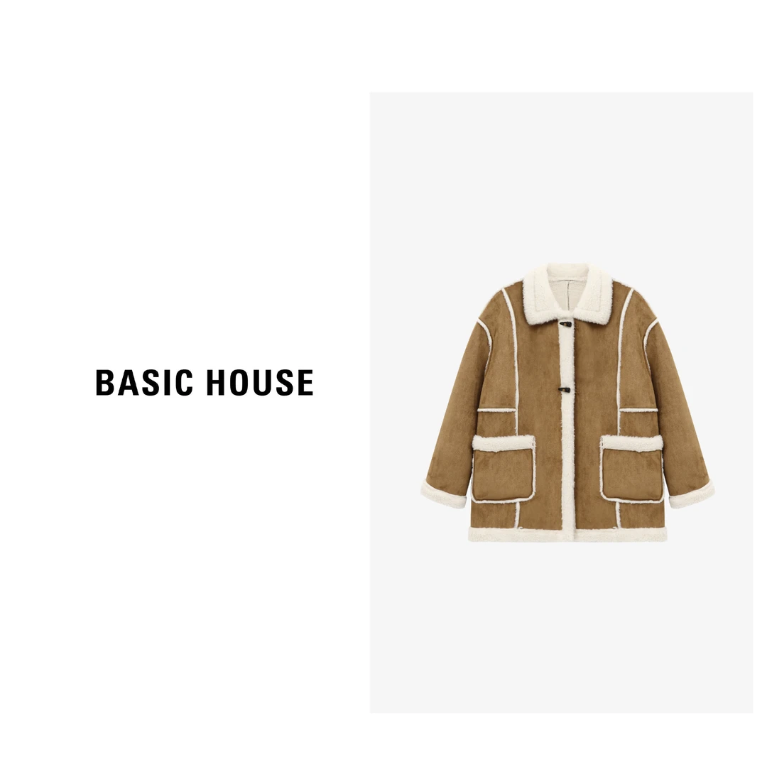 Basic House/百家好冬季复古拼接休闲百搭保暖外套-B0625B5QPH2