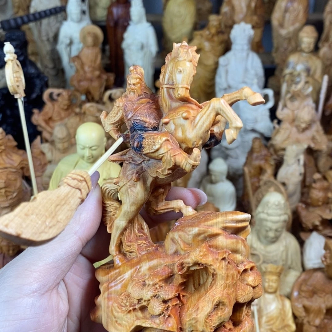 木崖柏12高骑马关公微瑕油脂