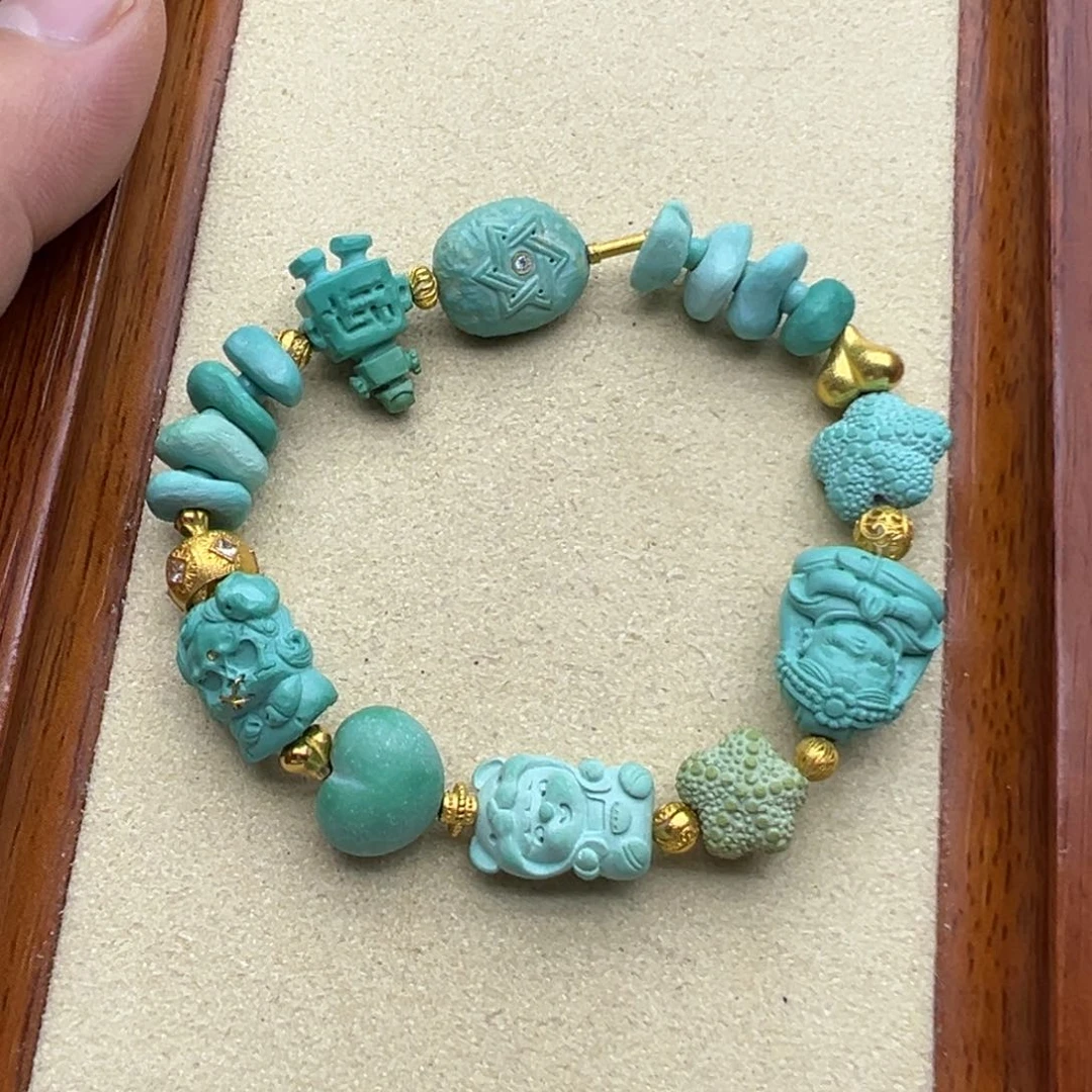 绿松石手链18K金镶嵌齐*戈