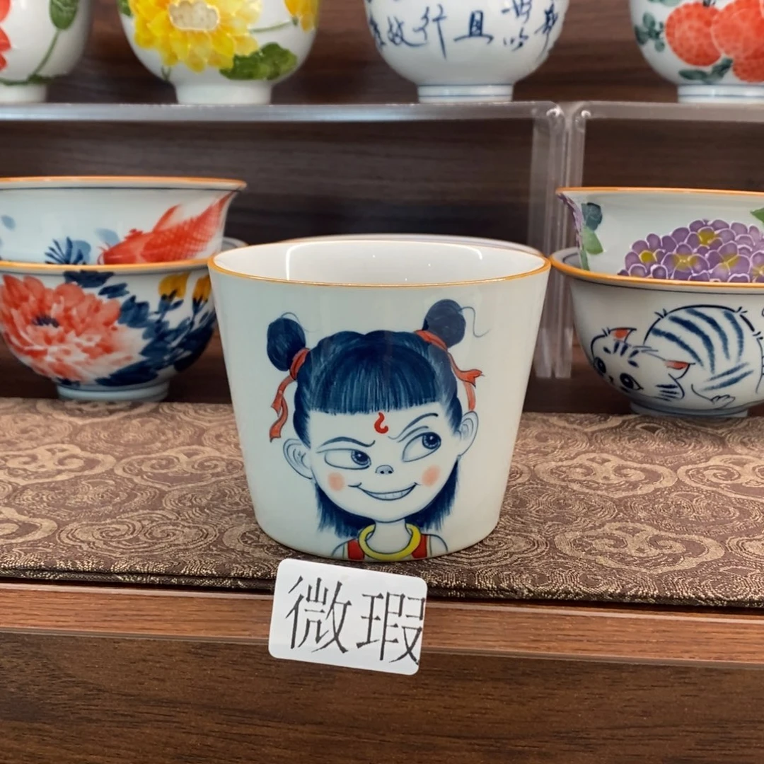 釉下彩老陶泥手工绘制